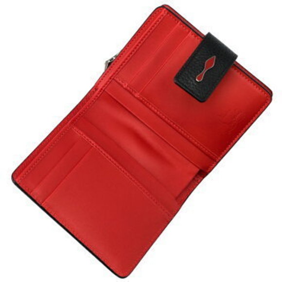 Christian Louboutin Paloma Bifold Wallet Black Red - Picture 5 of 7